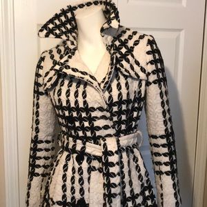 Express Black/Cream Trench Coat Sz XS